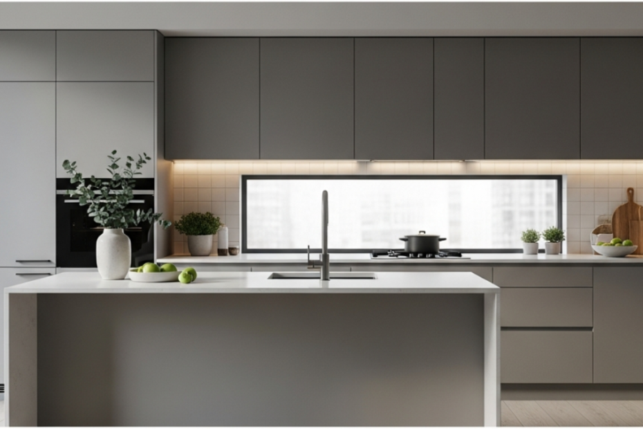 kitchen set minimalis abu