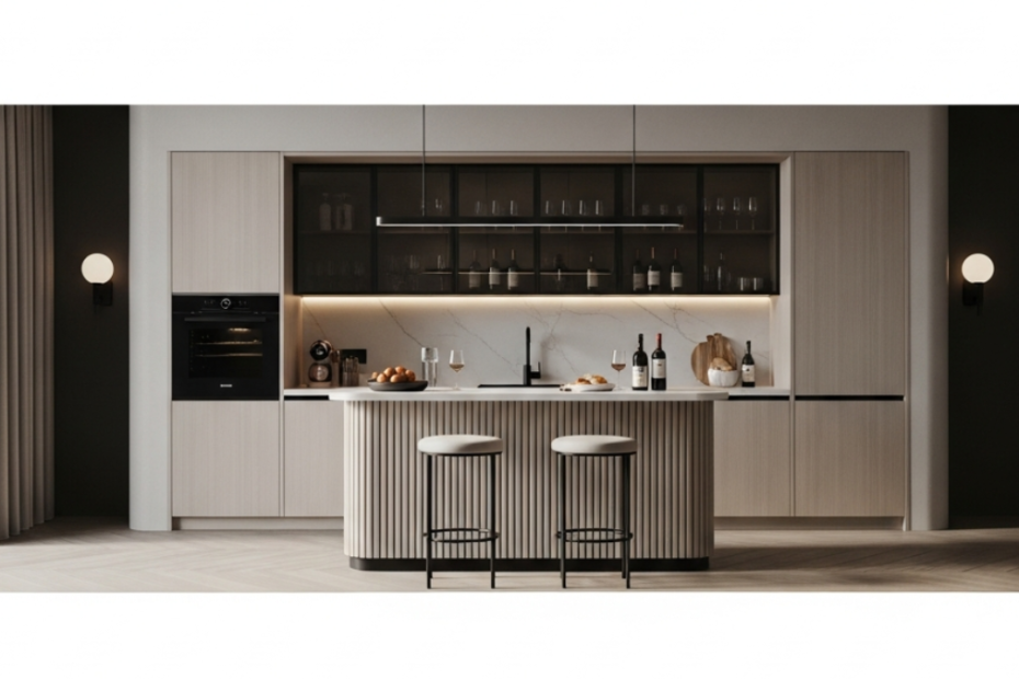kitchen set minimalis ada mini bar