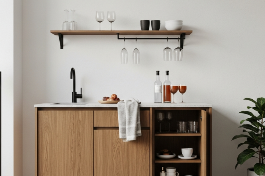 kitchen set minimalis dengan mini bar